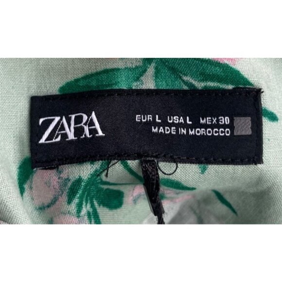 Zara Linen Floral Midi Dress L NWT Easter Bloomcore Dainty Coquette Babydoll - Picture 7 of 10